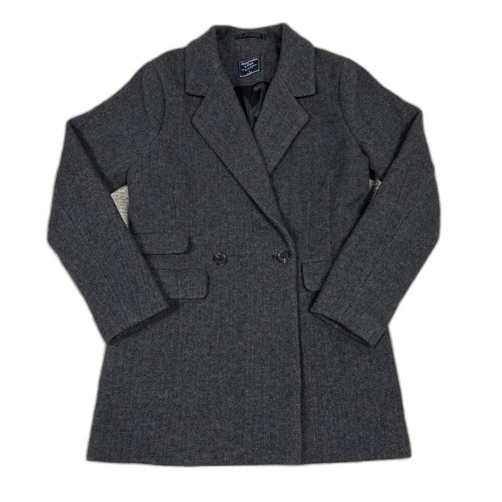 Abercrombie & Fitch Pea Coat Womens Small Wool Blend Herringbone Double Breasted